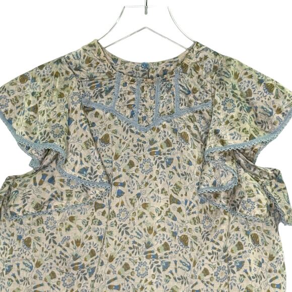 Sabina Musayev S Mandy Top Sage Print Peplum Sleeve Floral Cottage *flaw - Picture 4 of 9